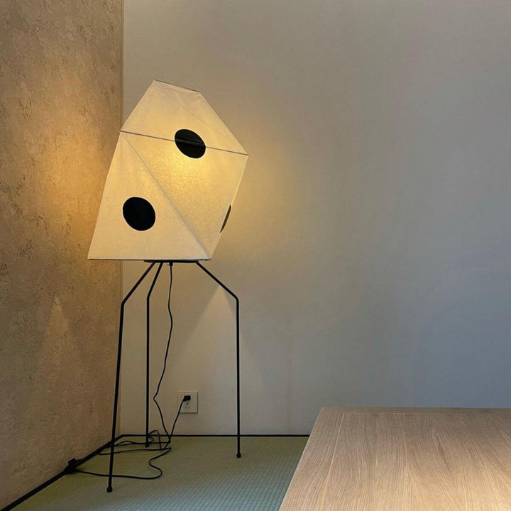 White Cutout Rice Paper Floor Lamp Japanese-inspired interior