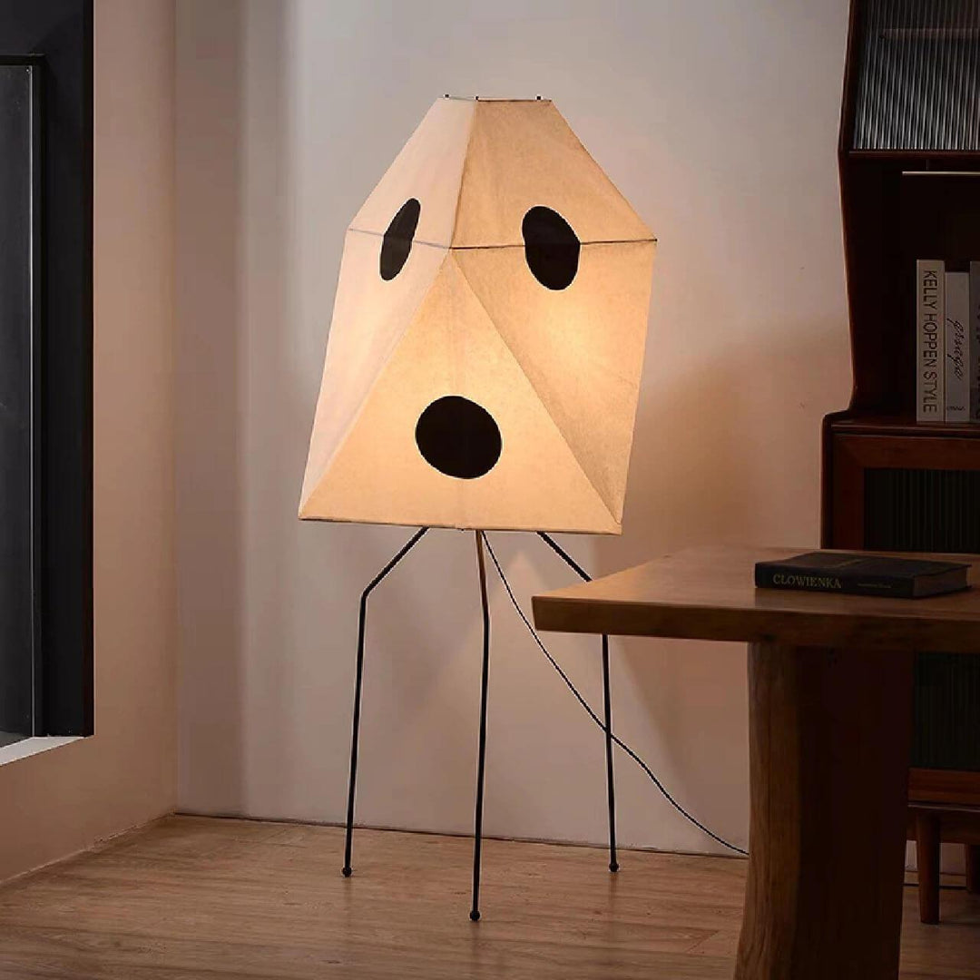 White Cutout Rice Paper Floor Lamp minimalist decor