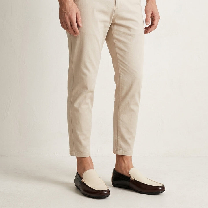 Two-tone vegan leather loafers sole view