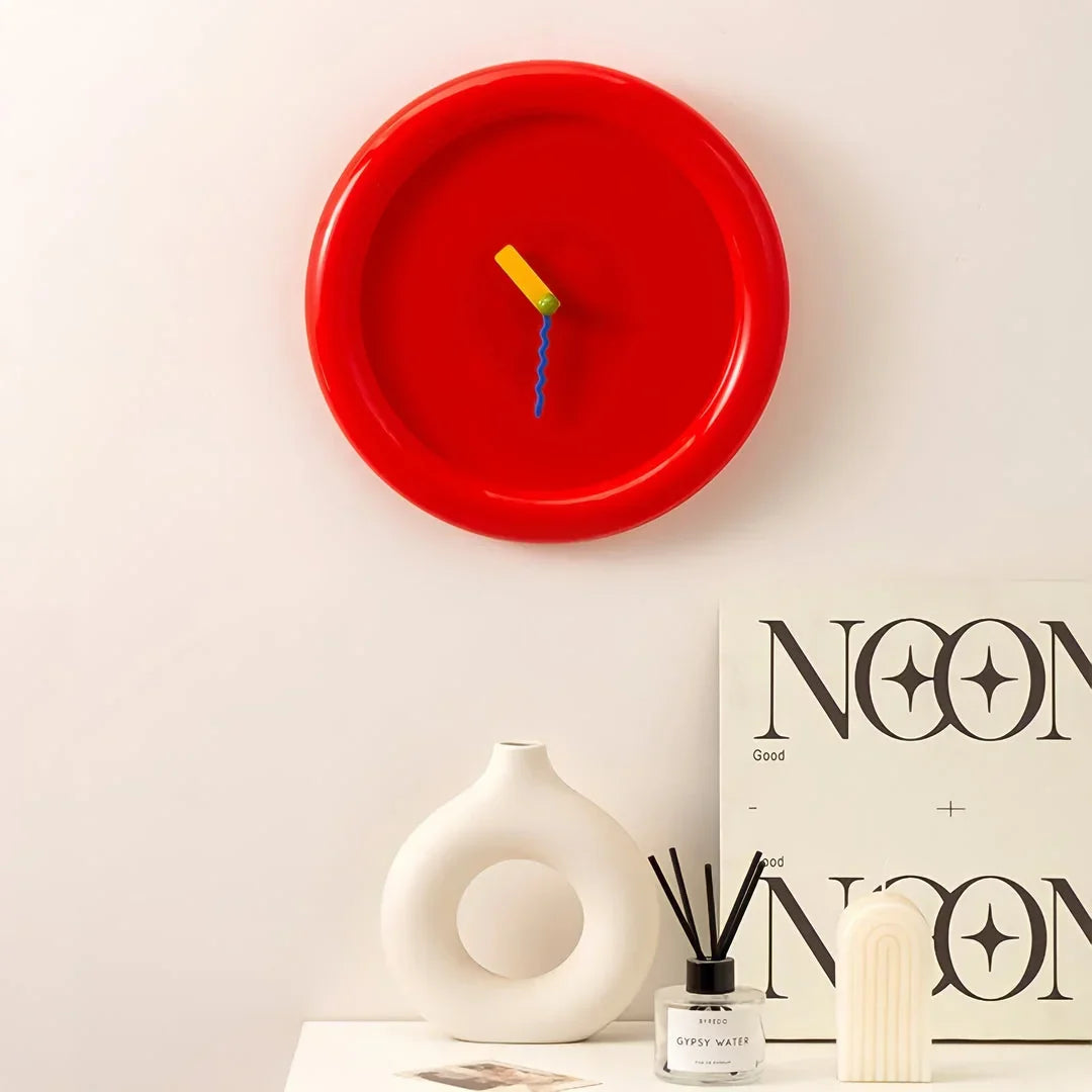 Yellow Retro Colorblock Wall Clock