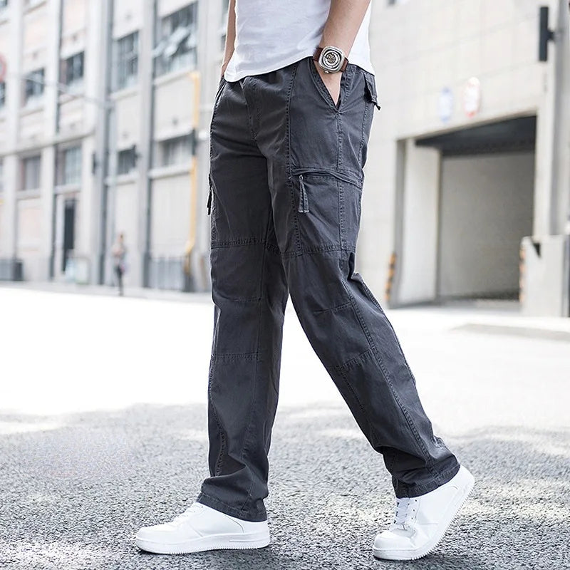 Dark Gray Cotton Cargo Pants front view