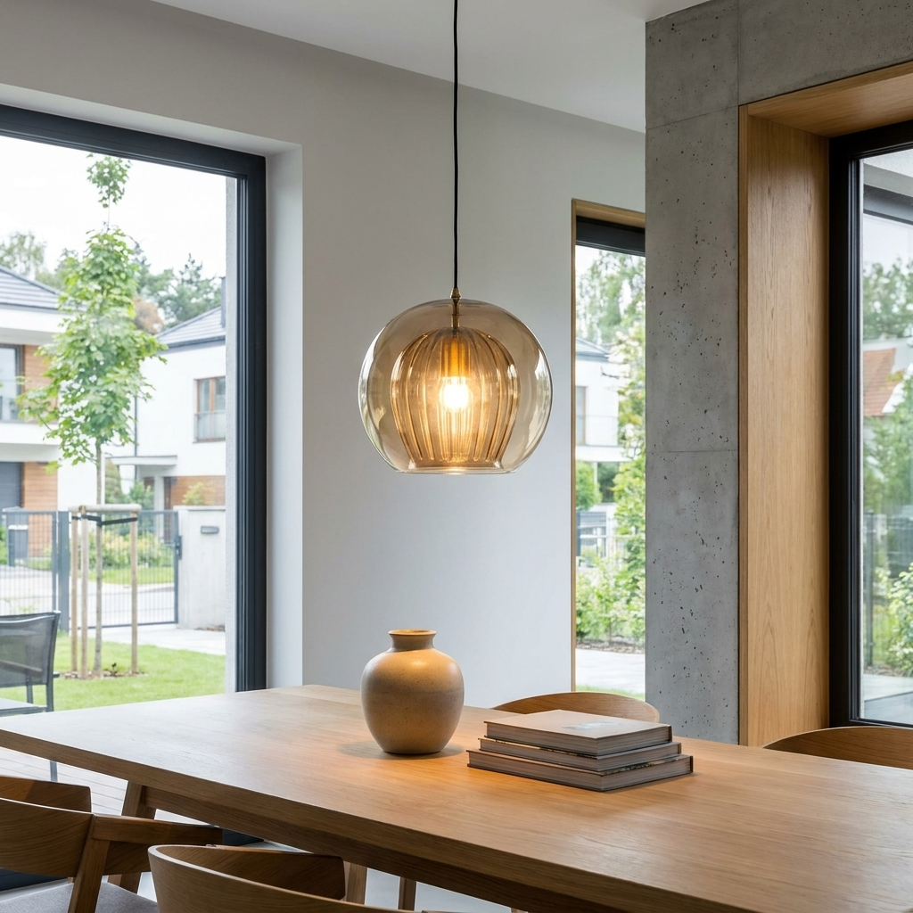 Textured Glass Globe Pendant Light