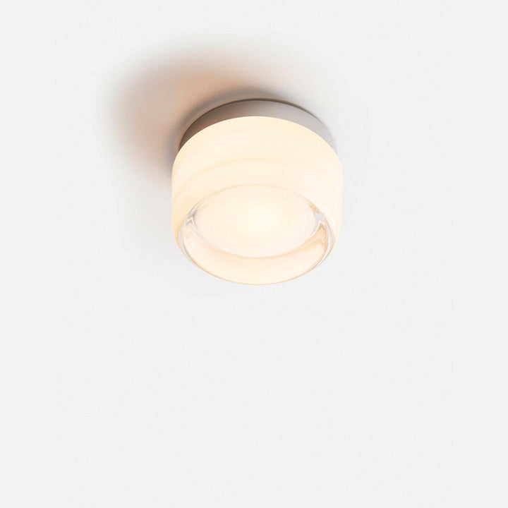 White Dimmable Round LED Wall Sconce lit front view