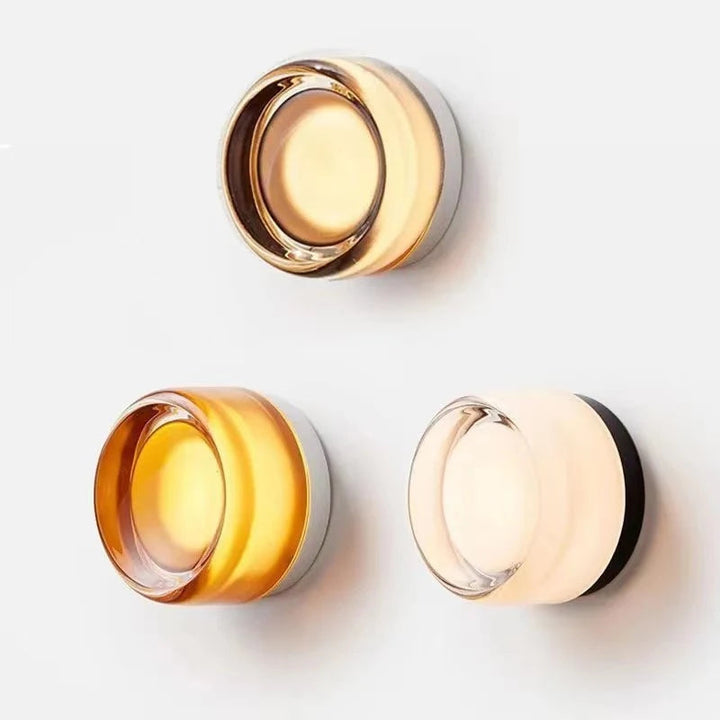 Dimmable Round LED Wall Sconces in three colors lit
