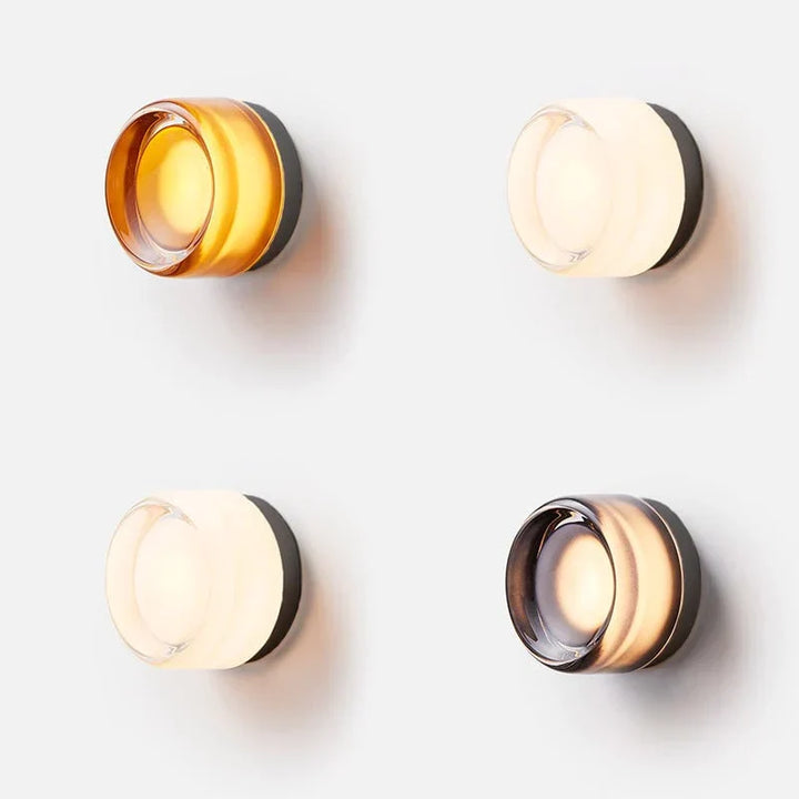 White Interior Black Dimpled Glass Wall Sconce detail view