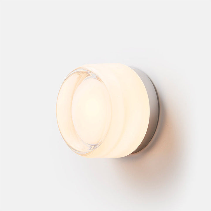 White Interior Dimpled Glass Wall Sconce front view