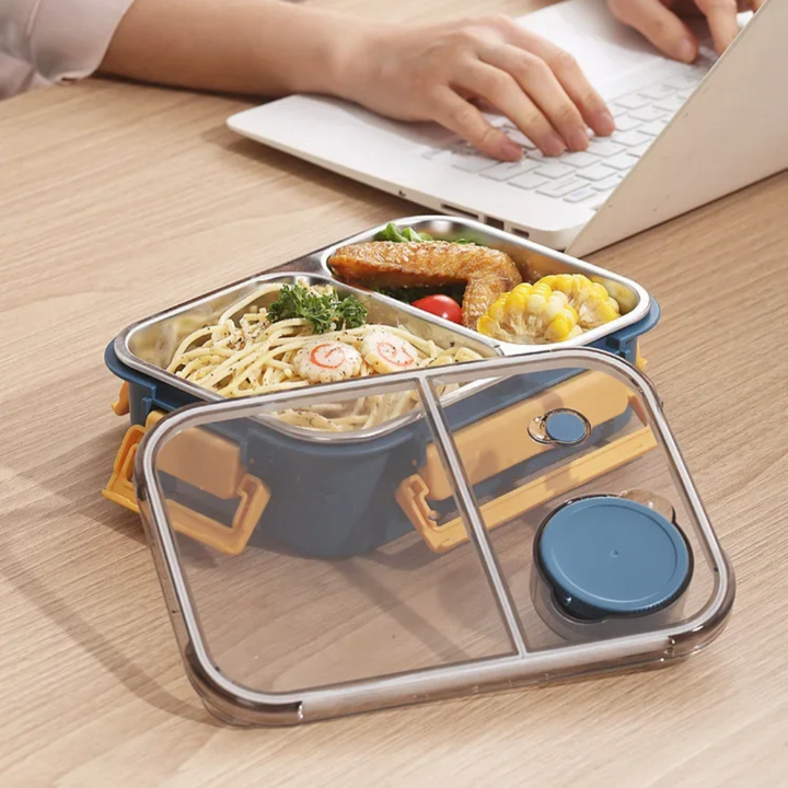 Divided Steel Lunch Container closed view