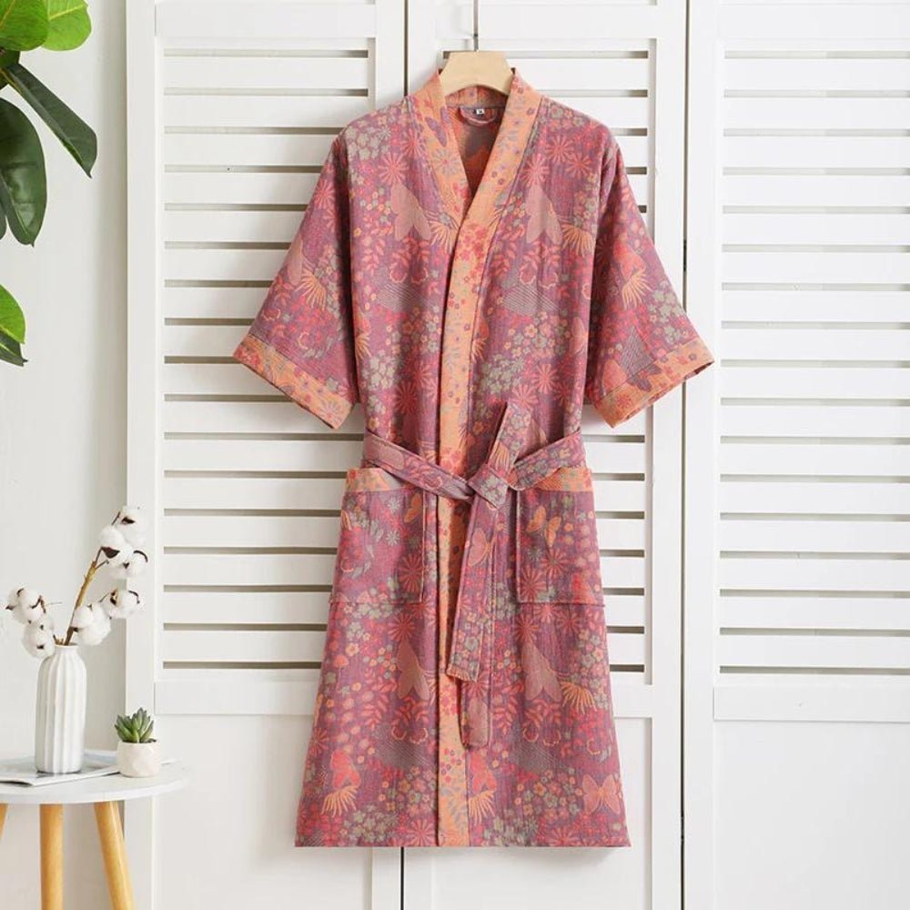 Pink Double-Gauze Cotton Bathrobe product view 4