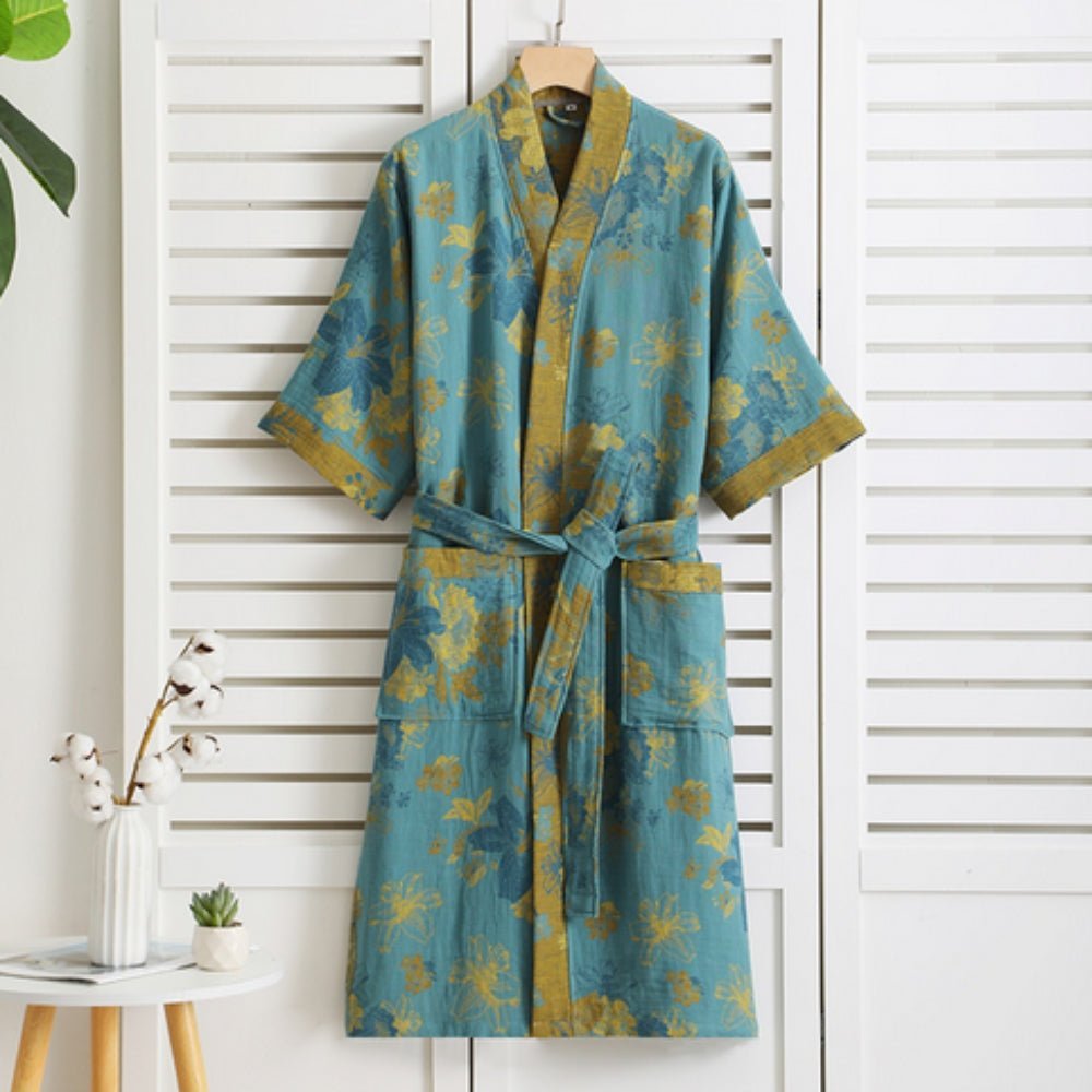 Green Double-Gauze Cotton Bathrobe product view 5
