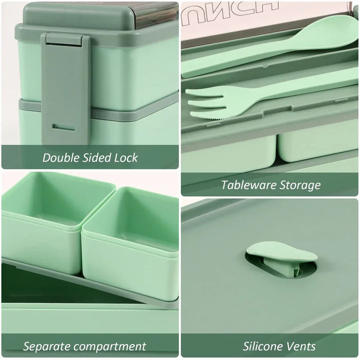 Double-Layer Bento Box packed with food