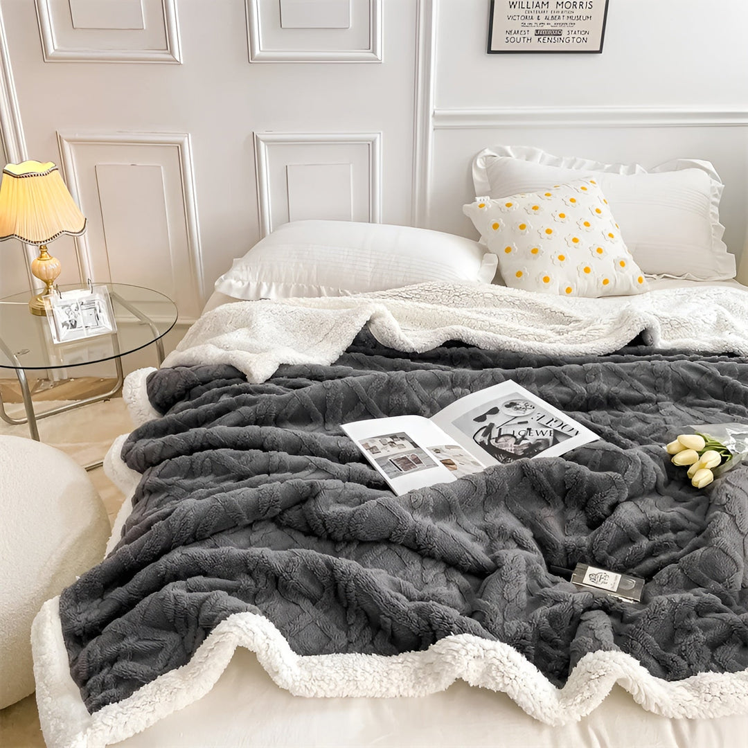 Gray Double-Sided Fleece Blanket main view