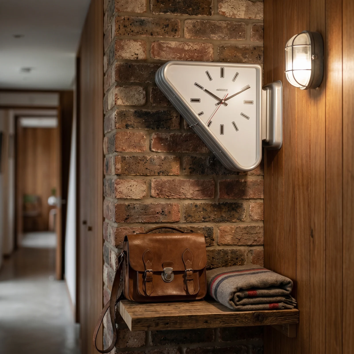 Double-Sided Triangle Wall Clock hallway lifestyle