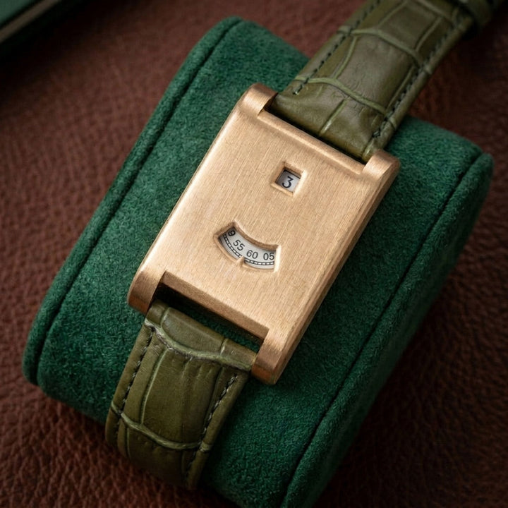 Heritage Green Dual-Window Leather Watch lifestyle