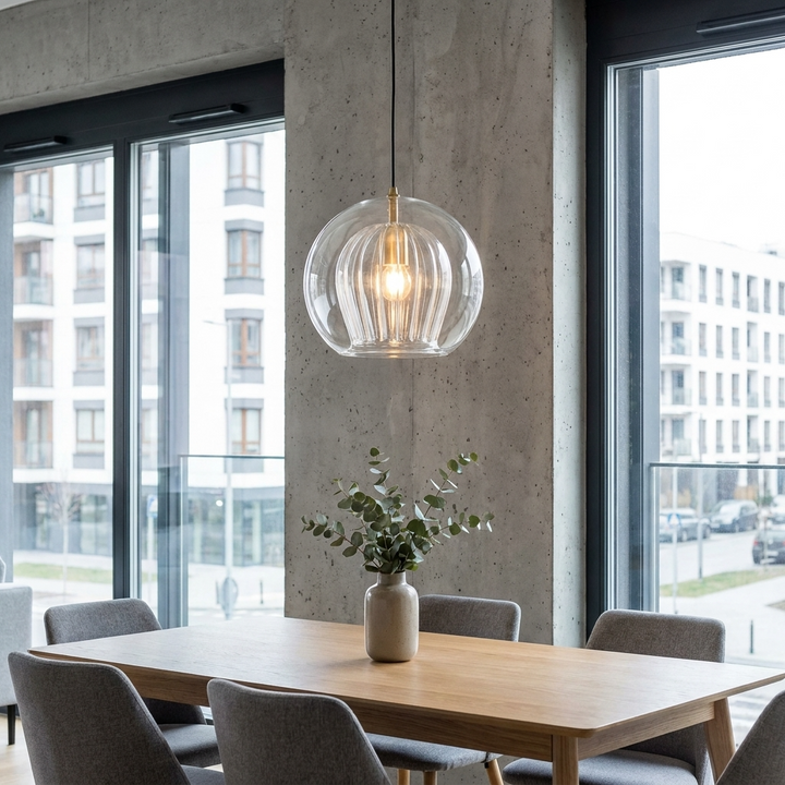 Textured Glass Globe Pendant Light