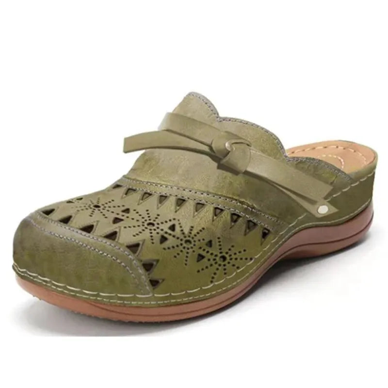 Army Green Orthopedic Slip-On Clogs front view