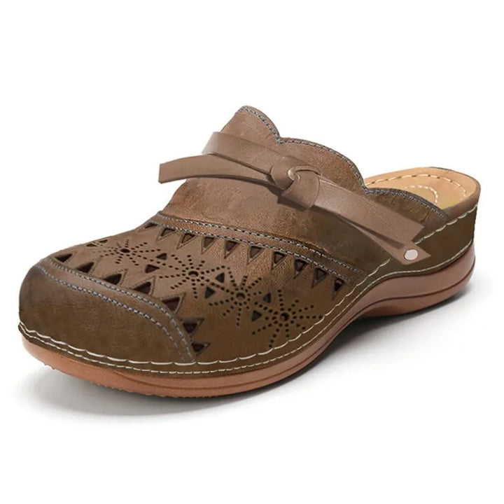 Brown Orthopedic Slip-On Clogs front view