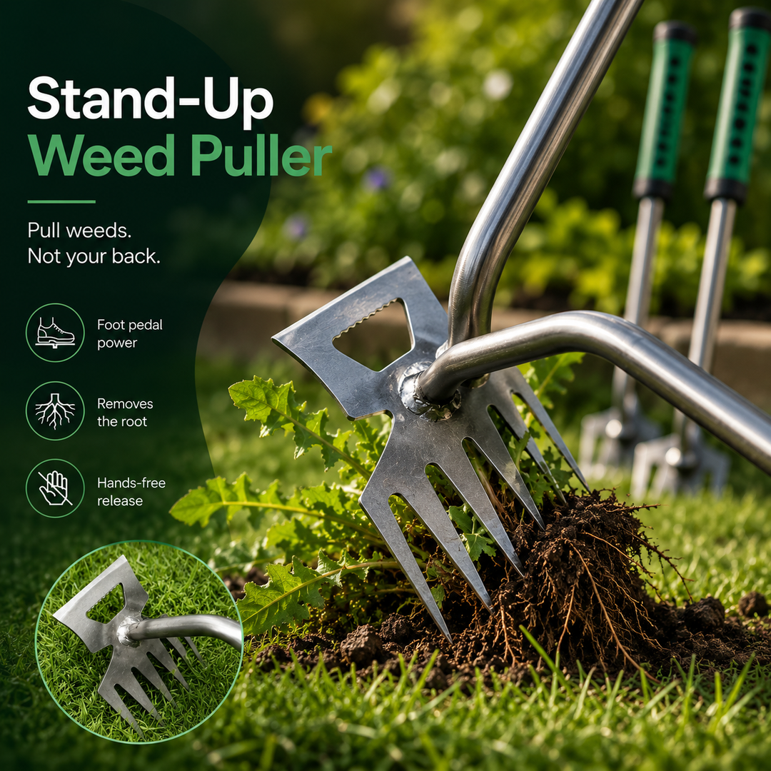 Foot-Pedal Weed Puller Tool full length view