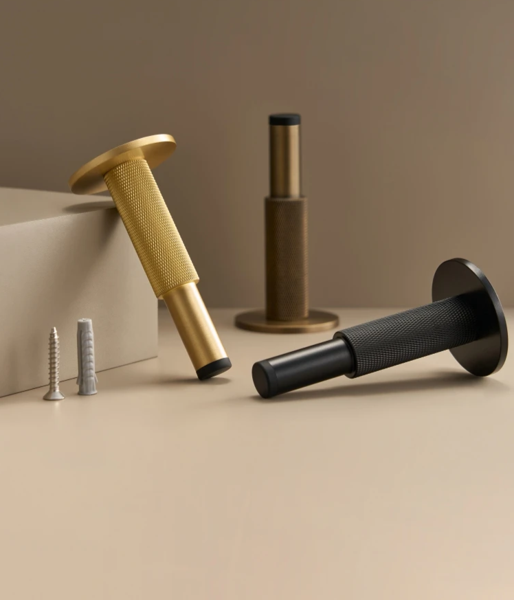 Knurled Brass Floor Door Stopper product photo