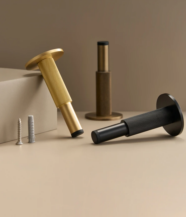 Knurled Brass Floor Door Stopper product photo