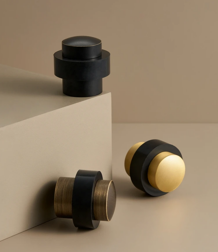 Weighted Brass Door Stopper rubber bumper detail
