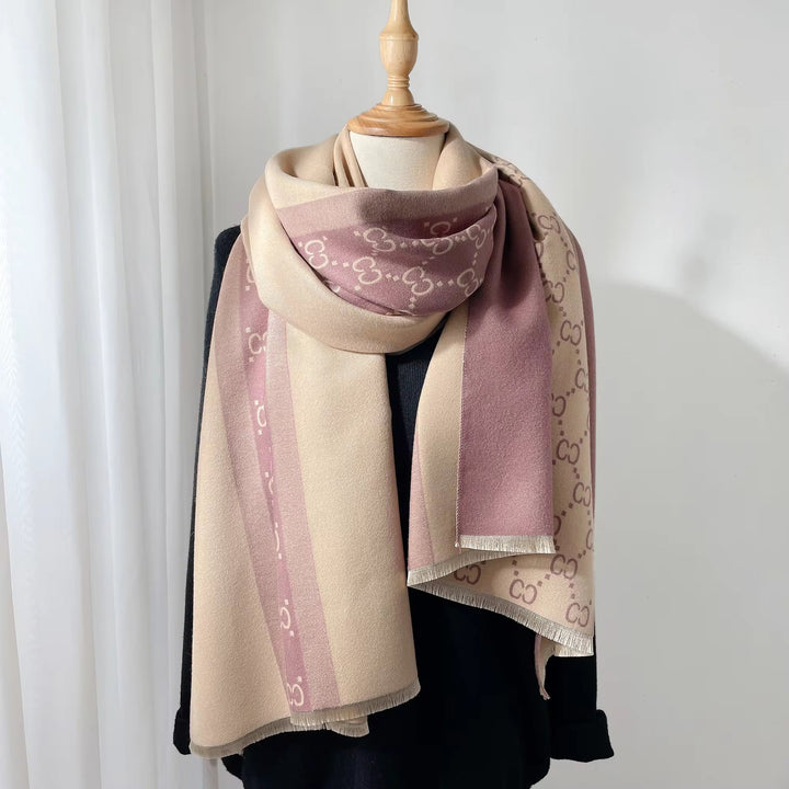 Purple Cashmere-Feel Wrap Scarf styled