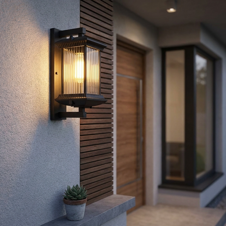 Fluted Glass Outdoor Wall Lamp