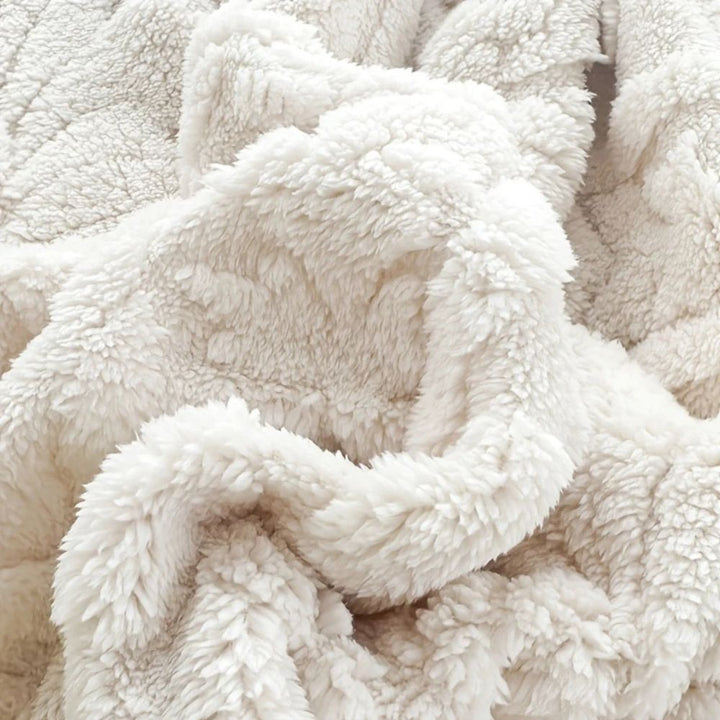 Embossed Plush Fleece Throw carved leaf texture detail