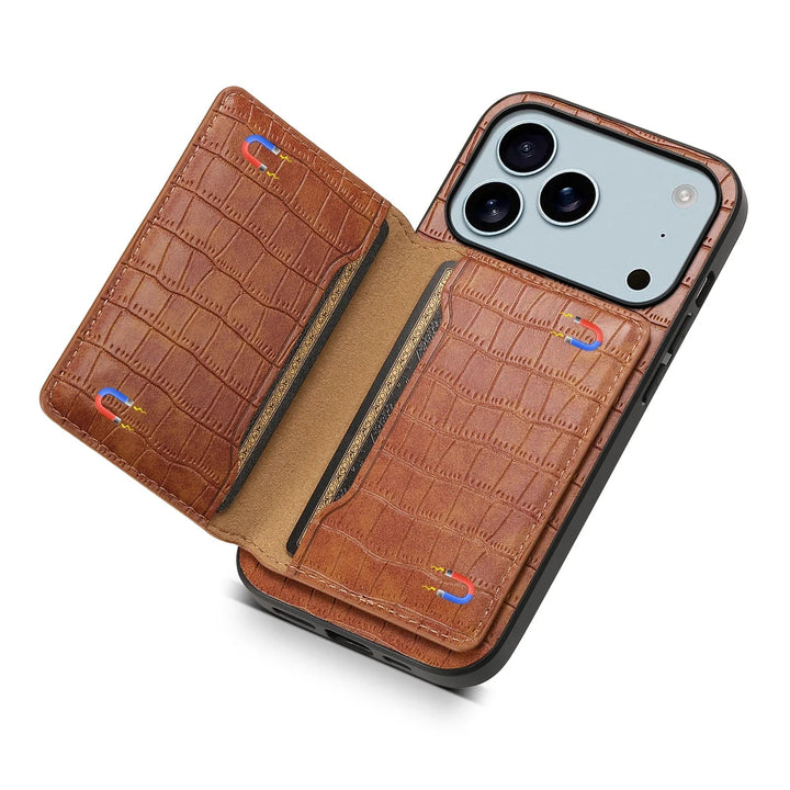 Snakeskin Leather Phone Case card slot detail