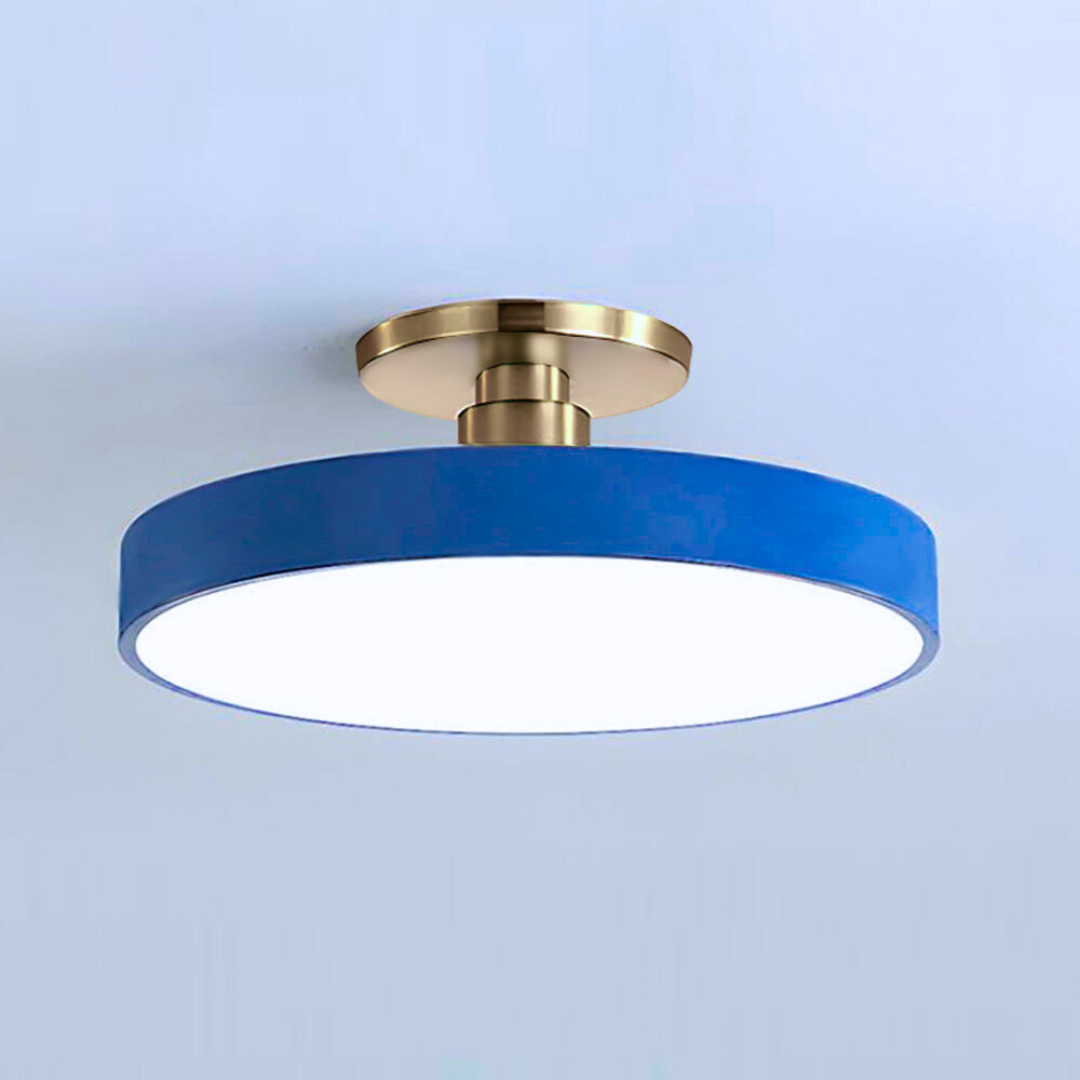 Modern Round LED Flush Mount Ceiling Light with Dimmable Options and Metallic Accent