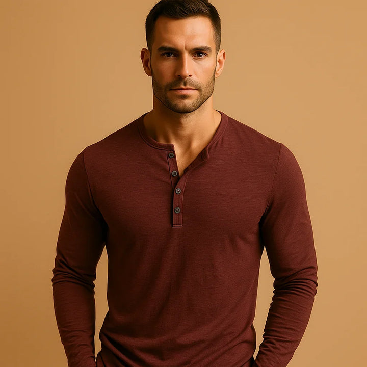 Red Straight-Fit Long-Sleeve Shirt front view