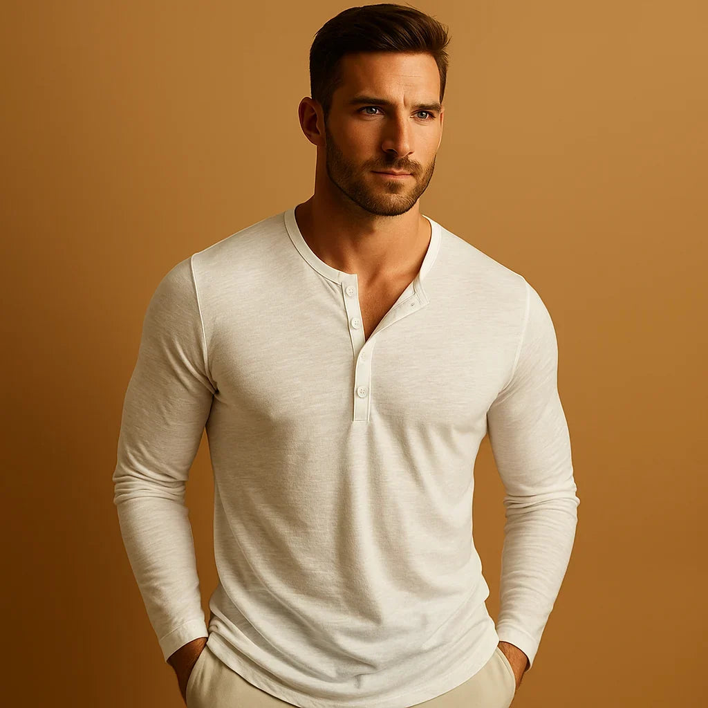 White Straight-Fit Long-Sleeve Shirt front view