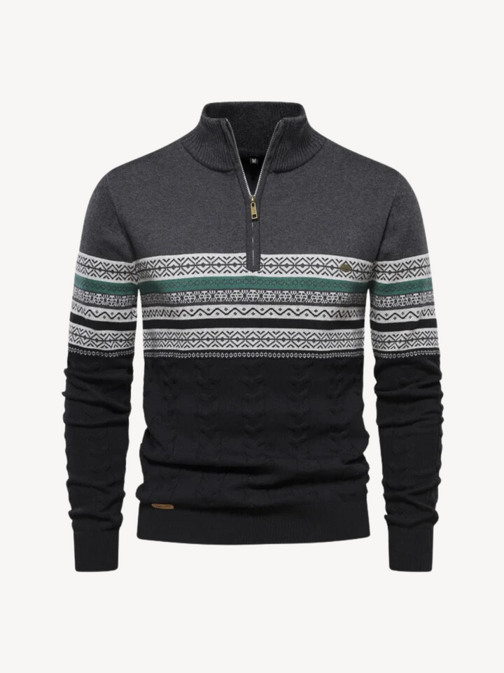 Fair Isle Quarter Zip Sweater detail view 1