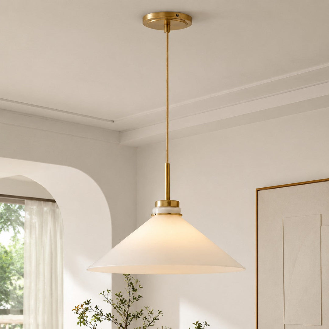 Farmhouse Cone Pendant Light, dining table installation
