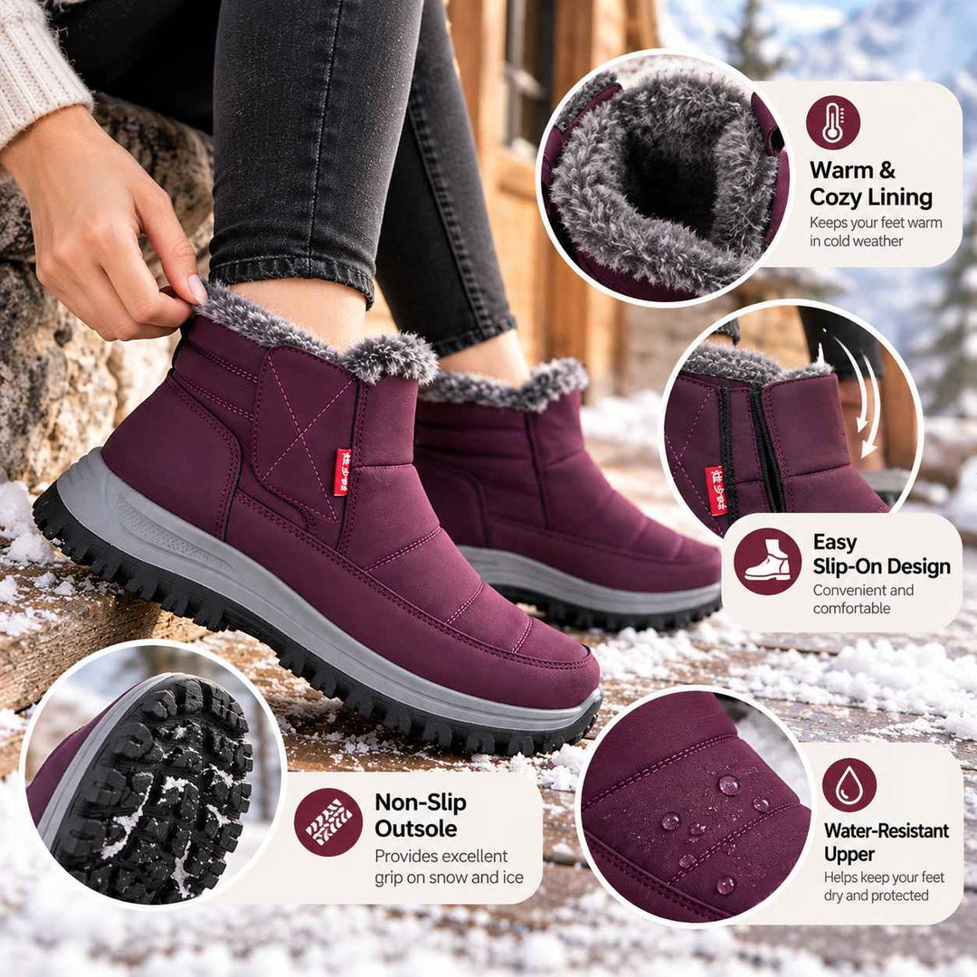 Faux-Fur Collar Snow Boots alternate view 3
