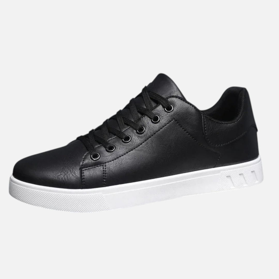Black Faux Leather Driving Sneakers side view