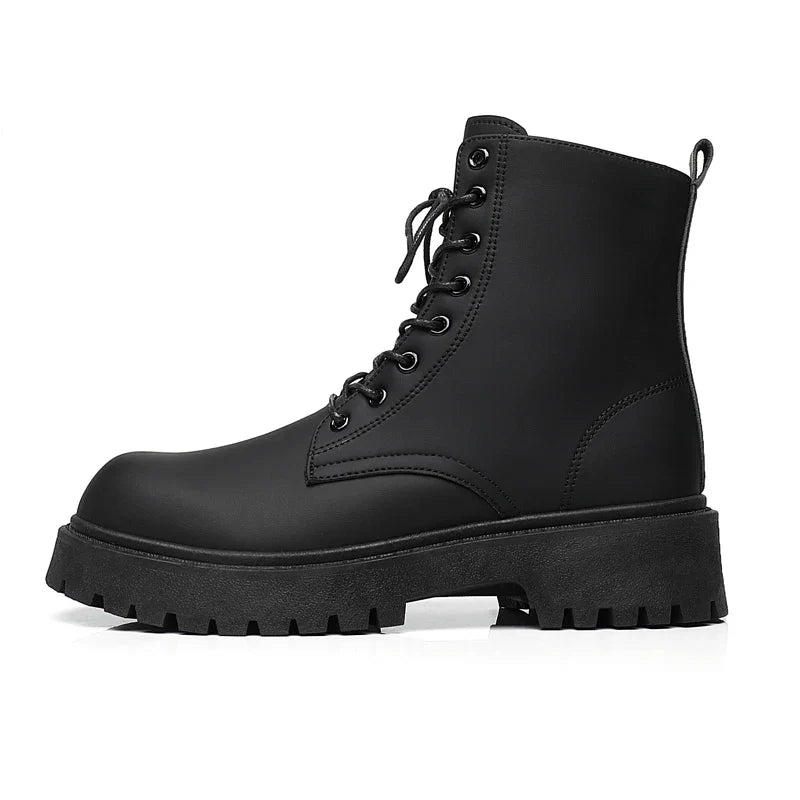 Faux Leather Lug-Sole Boots front view