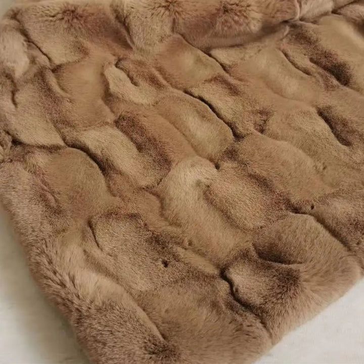 Faux Mink Fur Throw Blanket on bed lifestyle