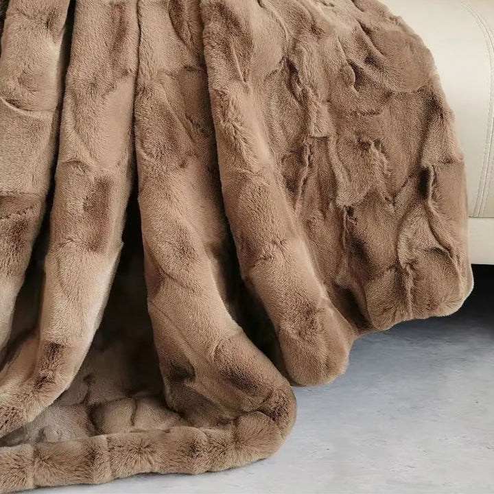 Faux Mink Fur Throw Blanket on sofa lifestyle