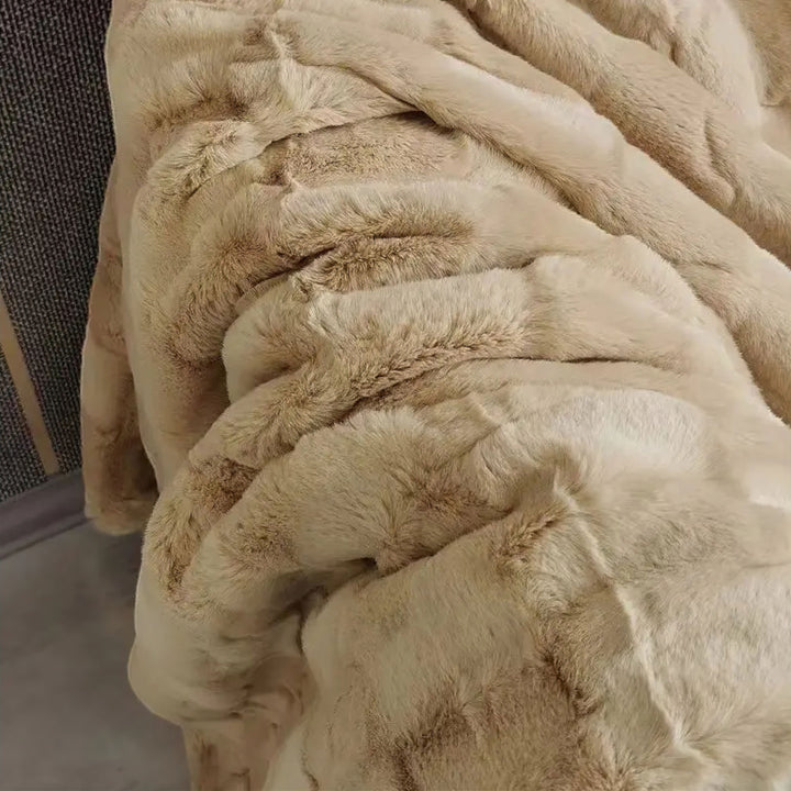 Faux Mink Fur Throw Blanket folded detail