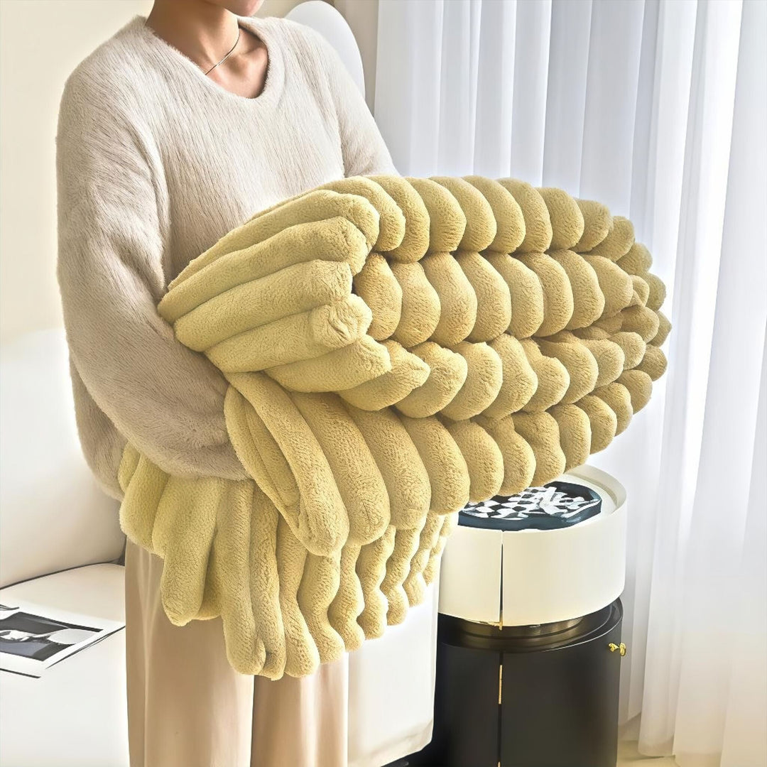 Butterscotch Faux Rabbit Plush Throw Blanket front view