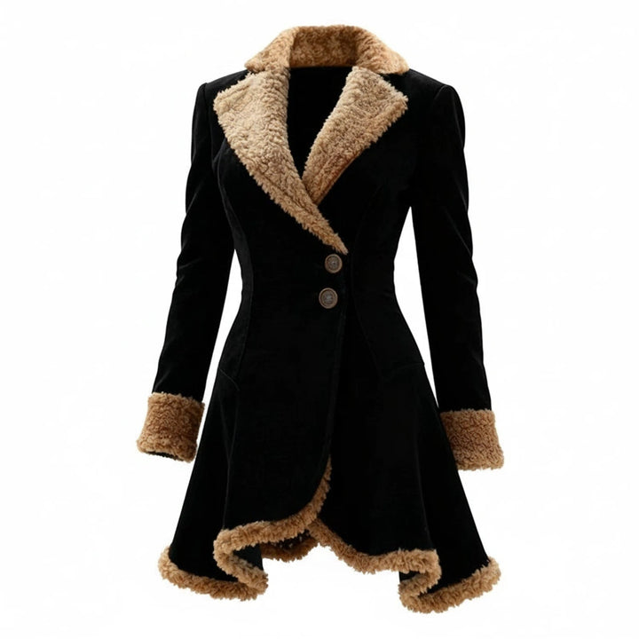 Black Faux Suede Shearling-Trim Jacket front view