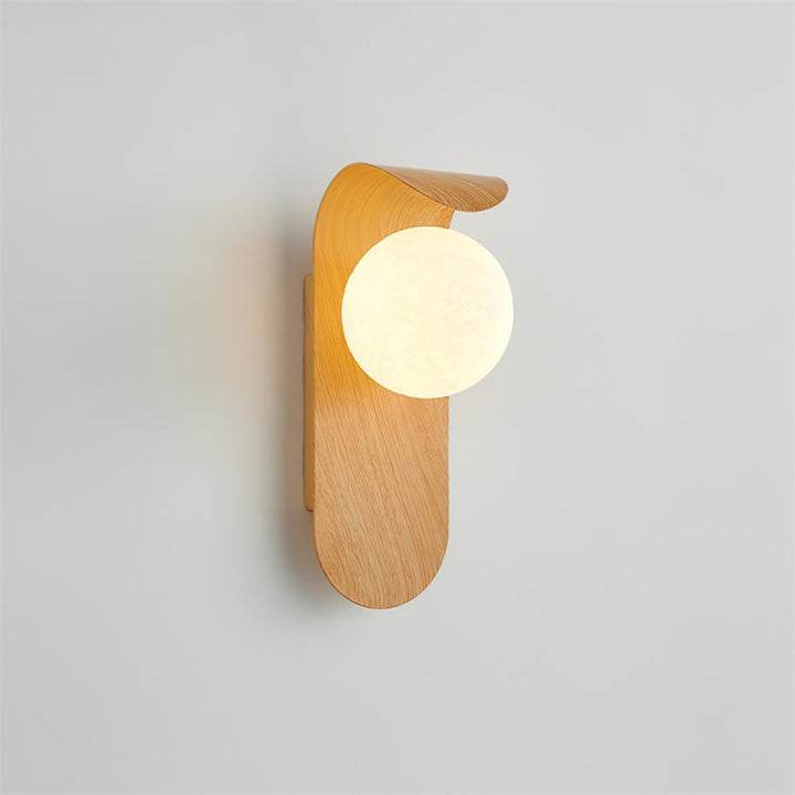 Faux-Wood Curved Arm Sconce side profile