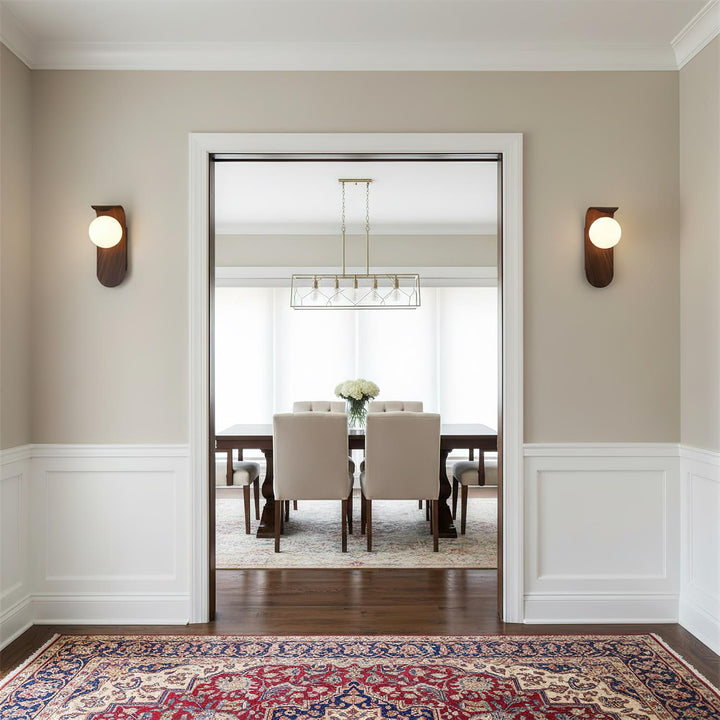 Faux-Wood Curved Arm Sconce bathroom lifestyle