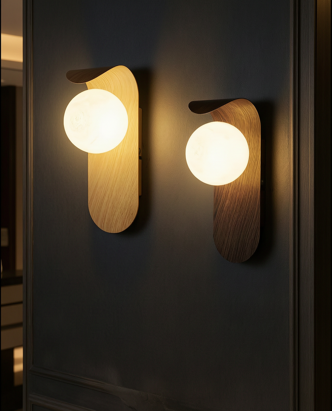 Faux-Wood Curved Arm Sconce dimensions diagram