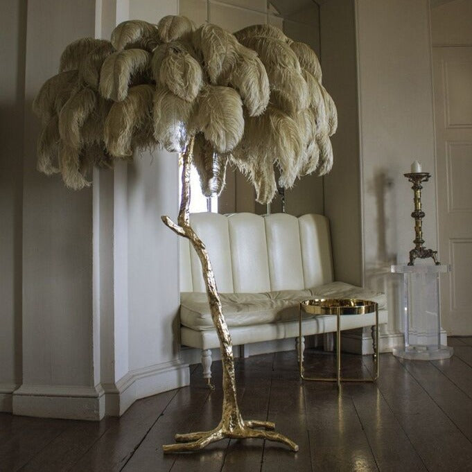 Feather Resin LED Floor Lamp lifestyle in living room