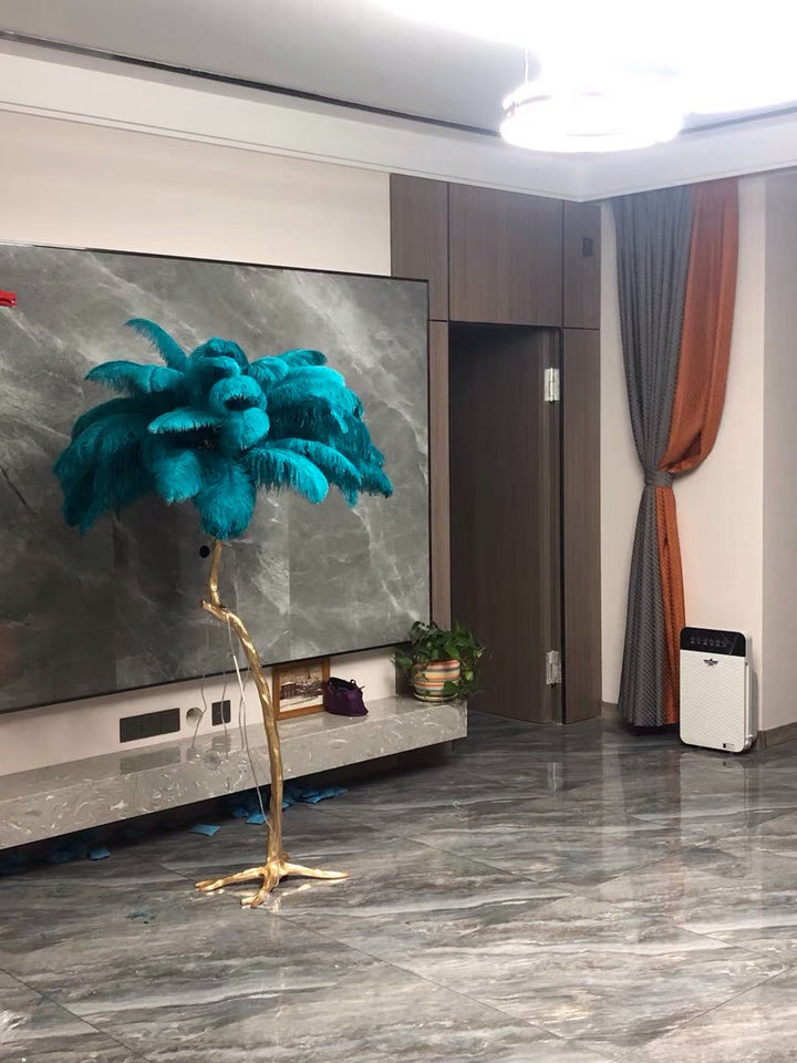 Feather Resin LED Floor Lamp in hotel lobby setting