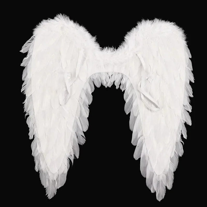 Feathered angel costume wings, full front view