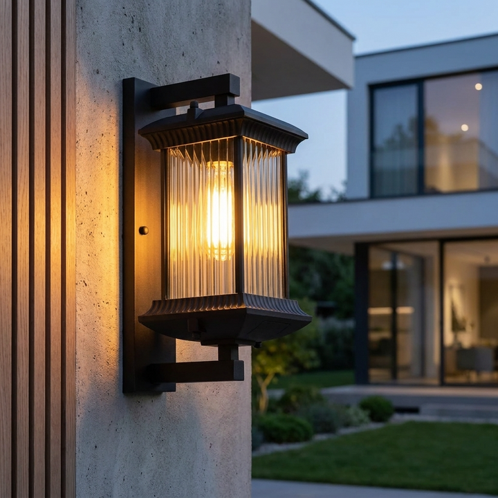 Fluted Glass Outdoor Wall Lamp