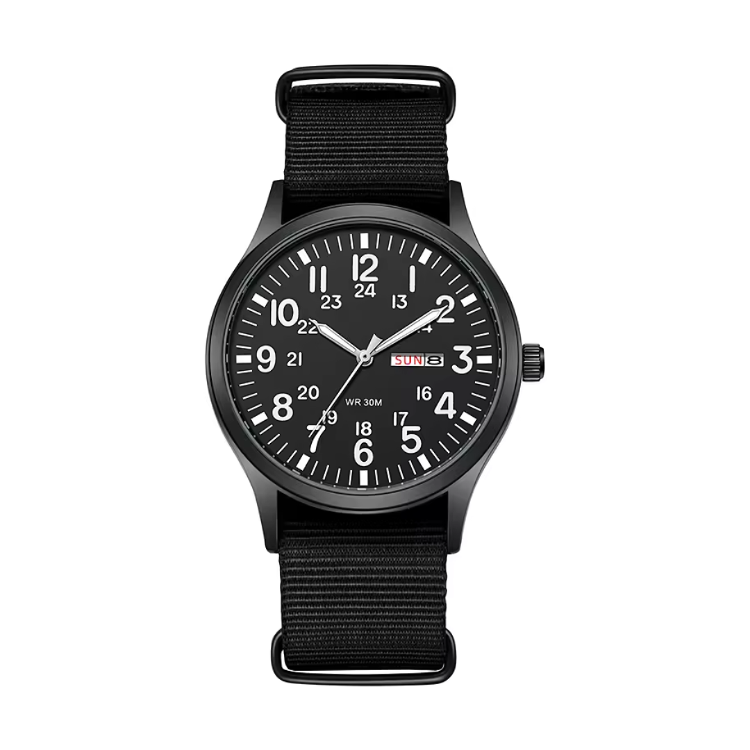 Black Field Watch with Sapphire Glass front view
