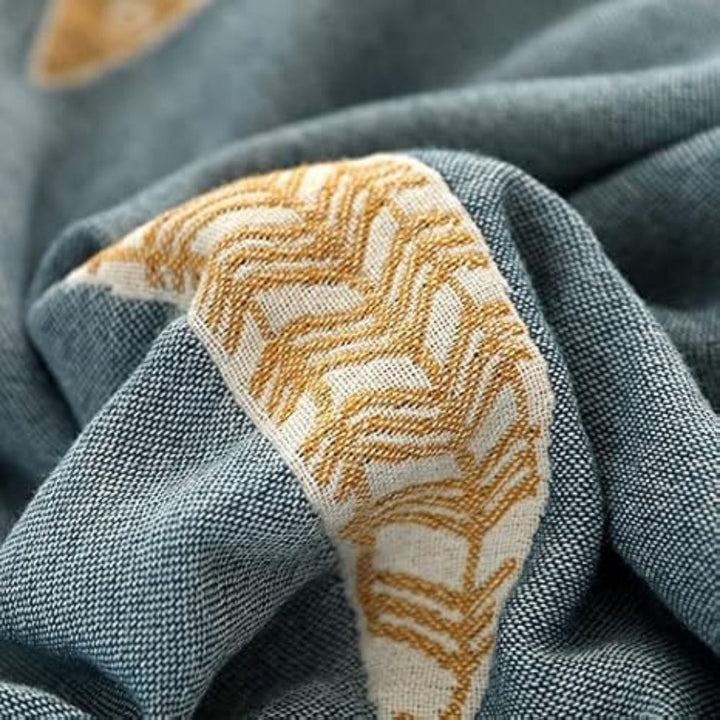 Fish Jacquard Cotton Gauze Blanket woven fish motif detail